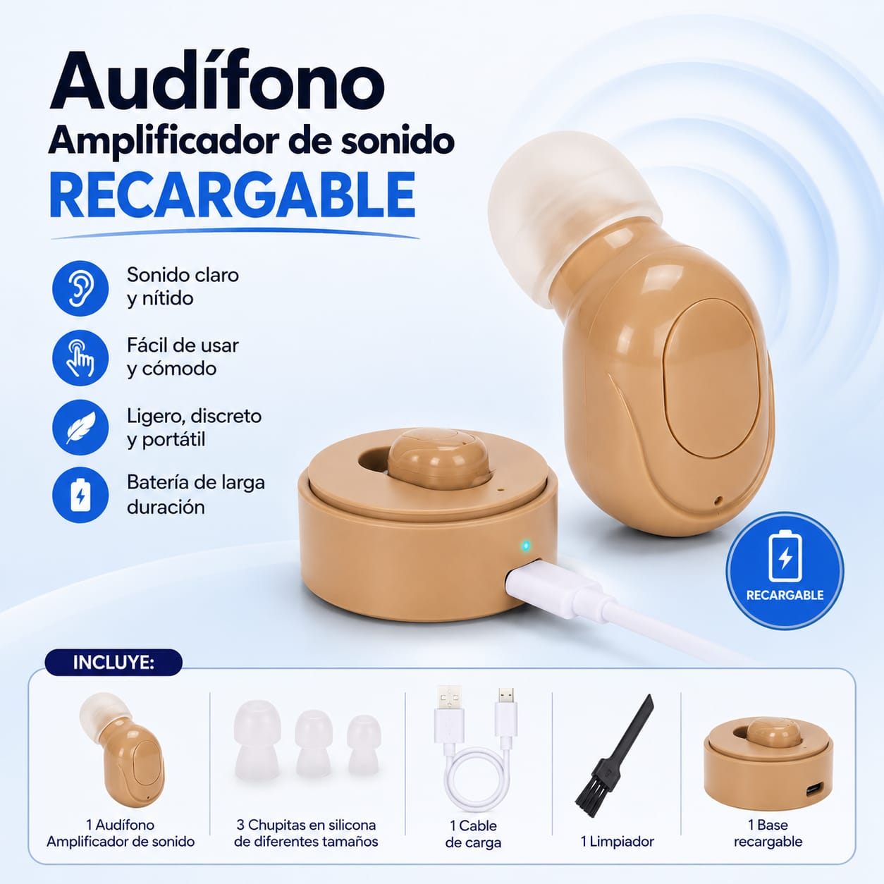 Mini Amplificador de Sonido Recargable XB-502 con Base de Carga